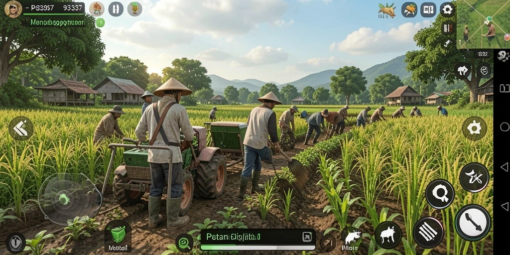 Screenshot gameplay <strong>93337</strong> yang menunjukkan aktivitas berkebun yang menyenangkan.