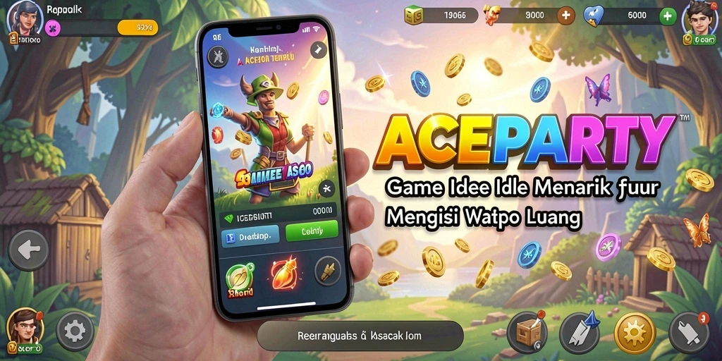 Tampilan screenshot utama ACEPARTY yang menunjukkan eksplorasi gameplay Idle.