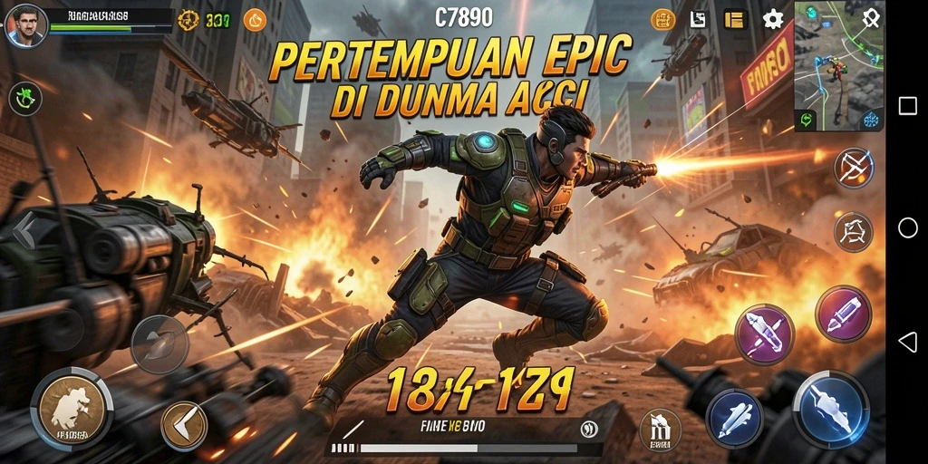 Menampilkan aksi seru dalam pertempuran epik C7890.
