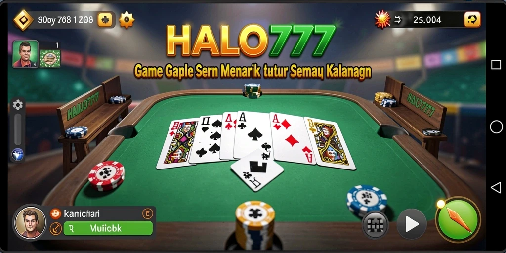 Tampilan gameplay menarik di HALO777 yang menambah keseruan Gaple.