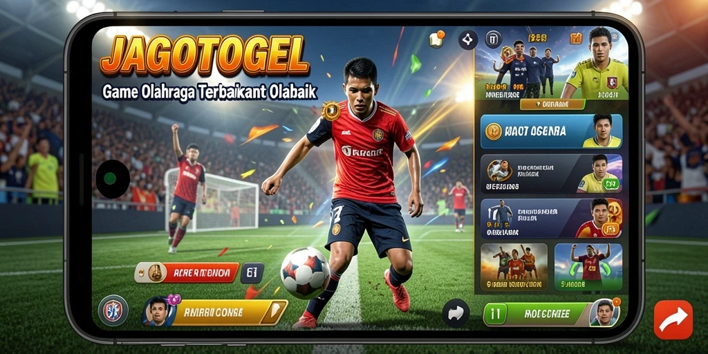 Tampilan gameplay seru di JAGOTOGEL dengan karakter dan lapangan olahraga.