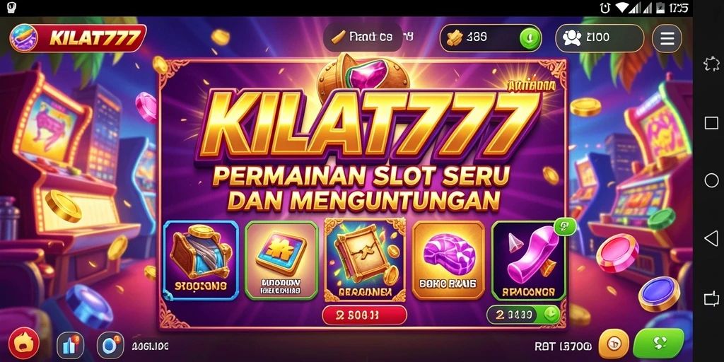 Screenshot gameplay KILAT777 dengan gulungan dan tema slot yang menarik.
