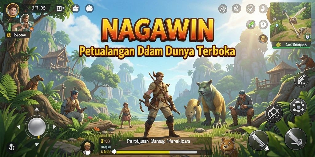 Tampilan menarik dari gameplay NAGAWIN di dunia terbuka.