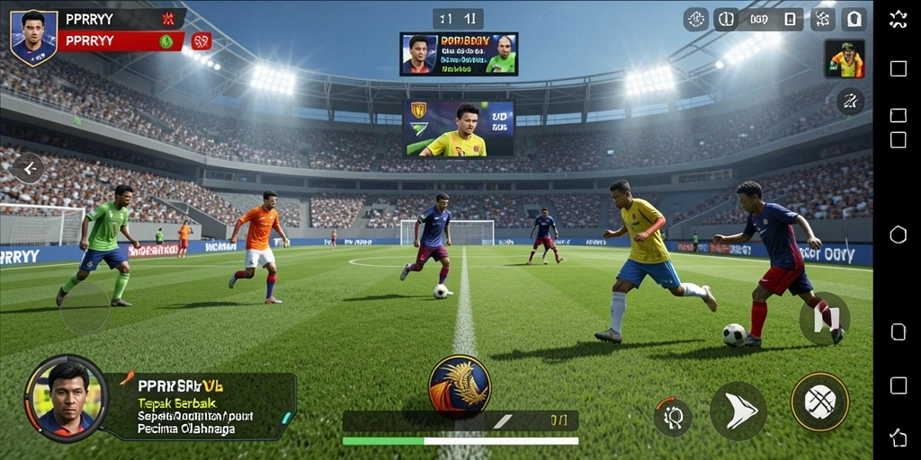 Gameplay PPRRYY yang seru dan menantang dalam sepak bola.