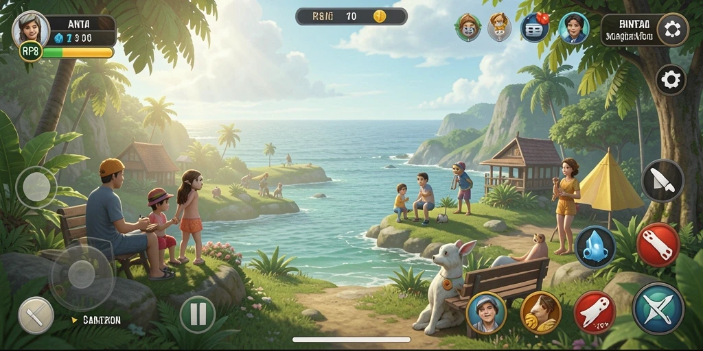 Screenshot RP8 menampilkan gameplay yang seru dan penuh warna.