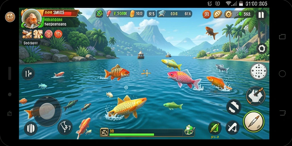 Tampilan gameplay memancing yang realistis dan menakjubkan.